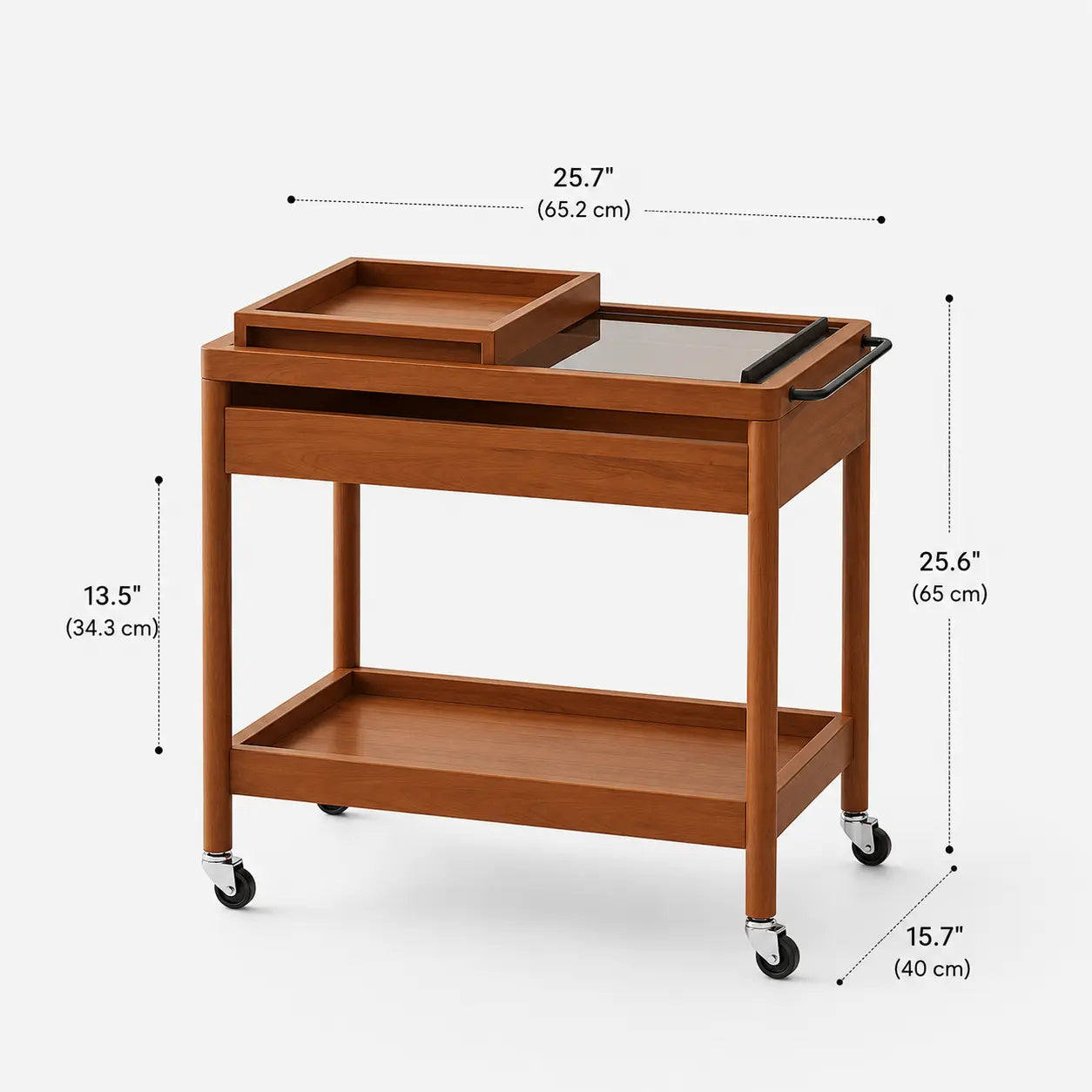 Taro Wood Rolling Serving Cart