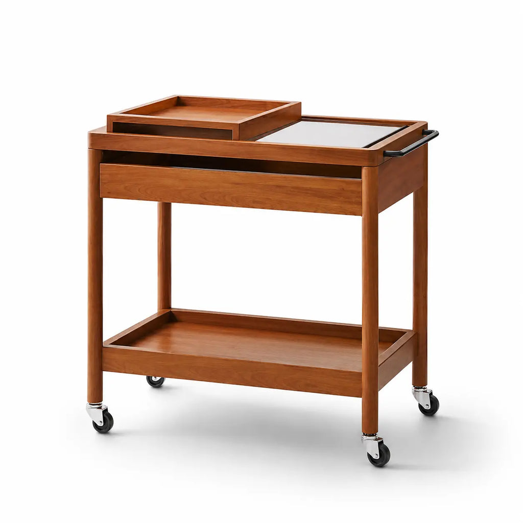 Taro Wood Rolling Serving Cart