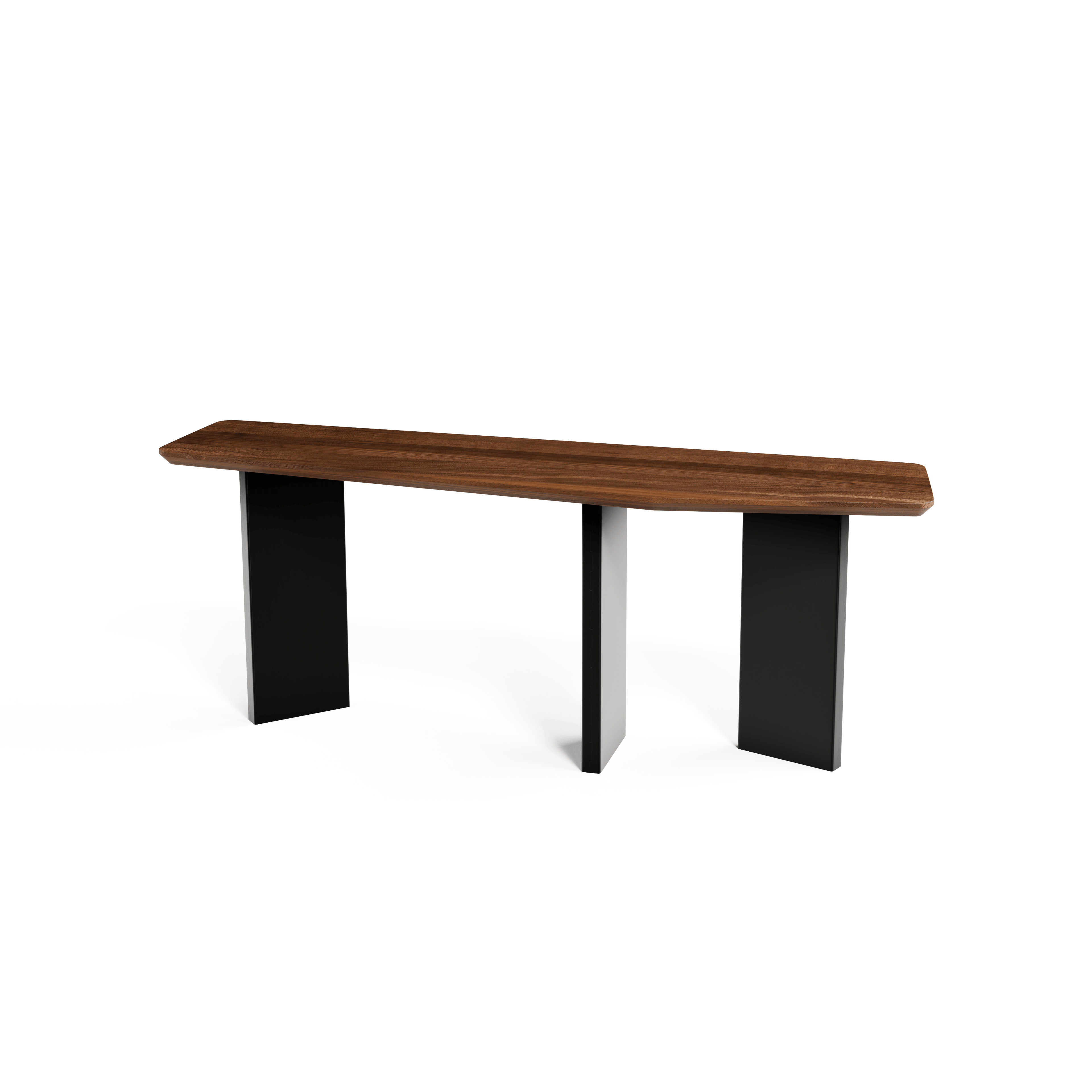 Modern Console Table – Solid Walnut Live Edge Surface – Minimalist Entryway Accent Table