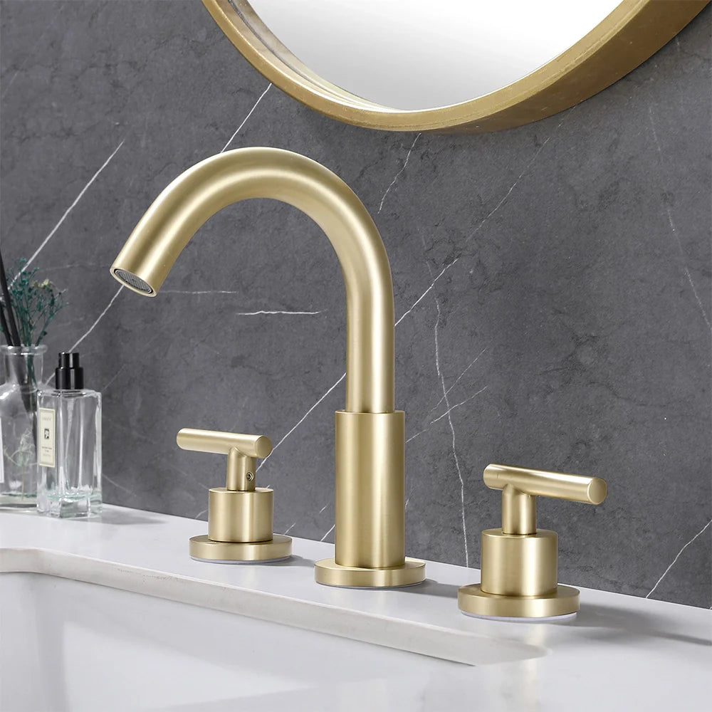 Modern Three Hole Double-handle Bathroom Basin Faucet