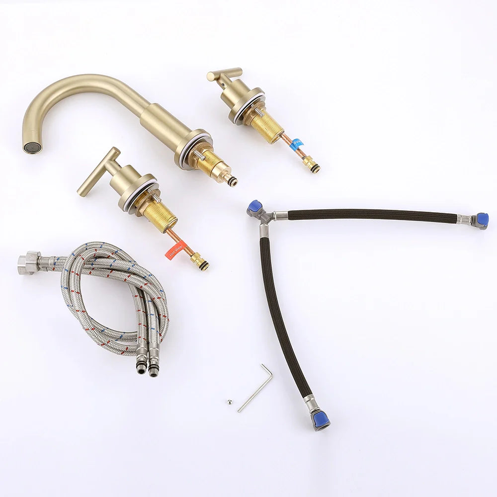 Modern Three Hole Double-handle Bathroom Basin Faucet