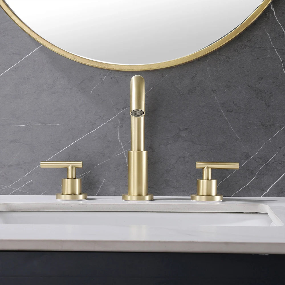 Modern Three Hole Double-handle Bathroom Basin Faucet