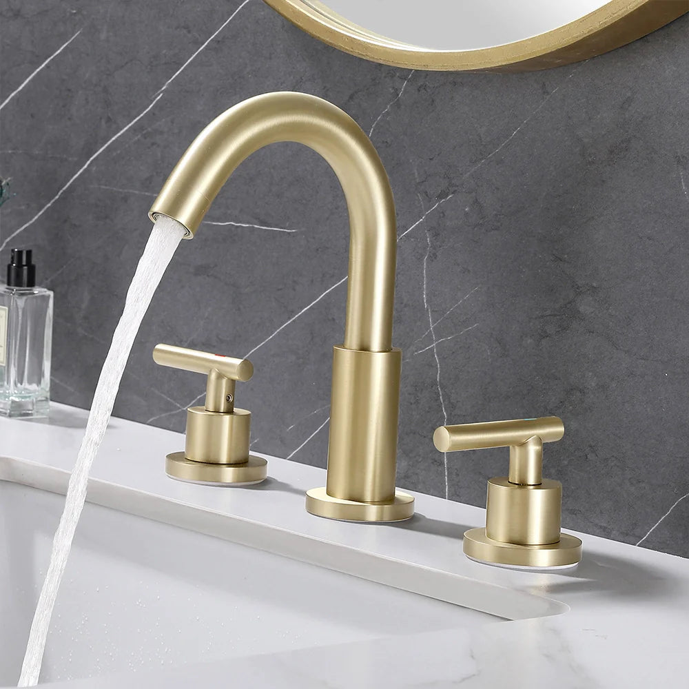 Modern Three Hole Double-handle Bathroom Basin Faucet