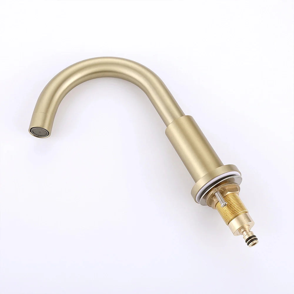 Modern Three Hole Double-handle Bathroom Basin Faucet