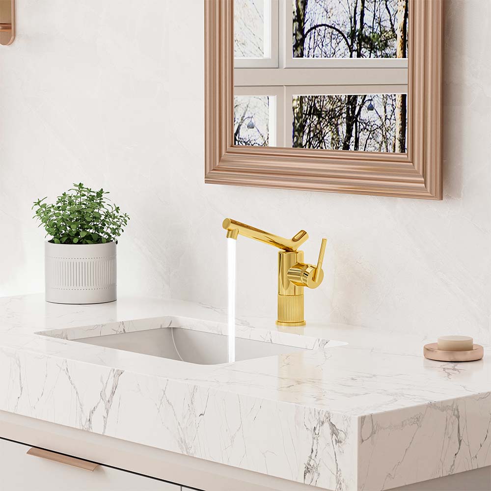 Modern Brass Bathroom Faucet With Sleek Single Handle Design