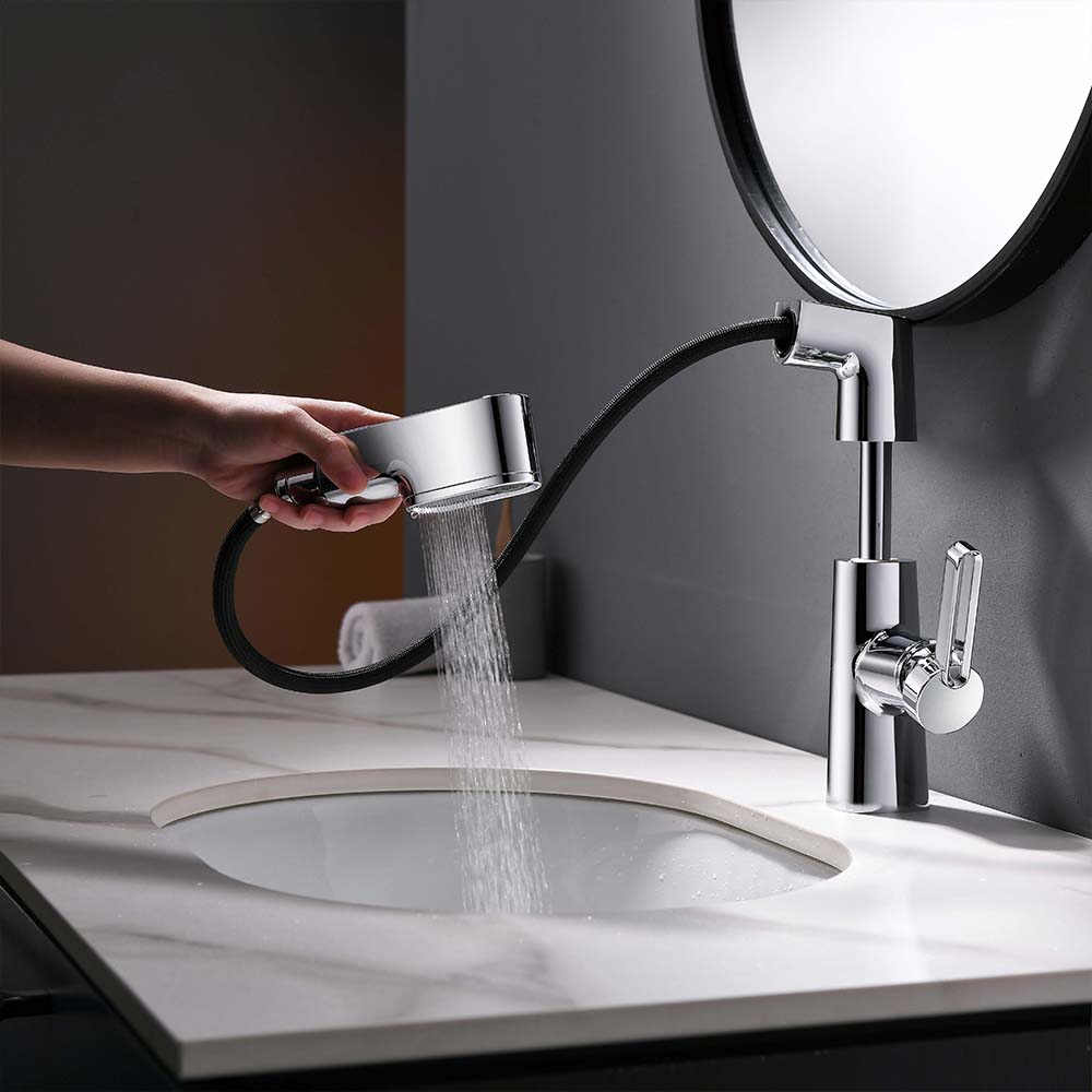 Contemporary Single-Hole Deck Mounted Faucet, Multi-Functional Faucet