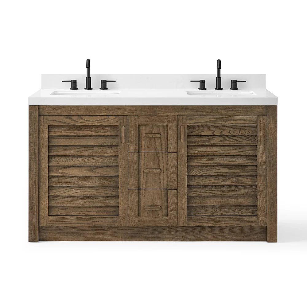 60 Inch Dark Brown Freestanding Double Sink Bathroom Vanity – Fully Assembled