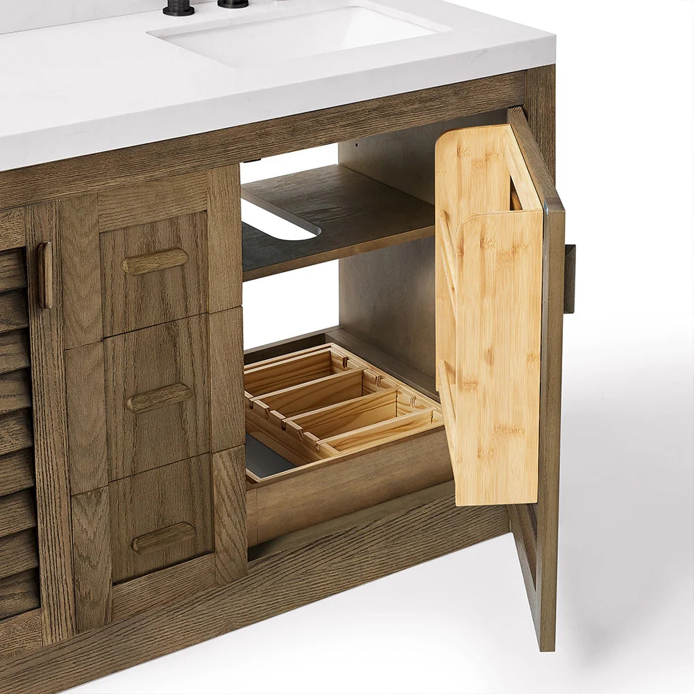 60 Inch Dark Brown Freestanding Double Sink Bathroom Vanity – Fully Assembled