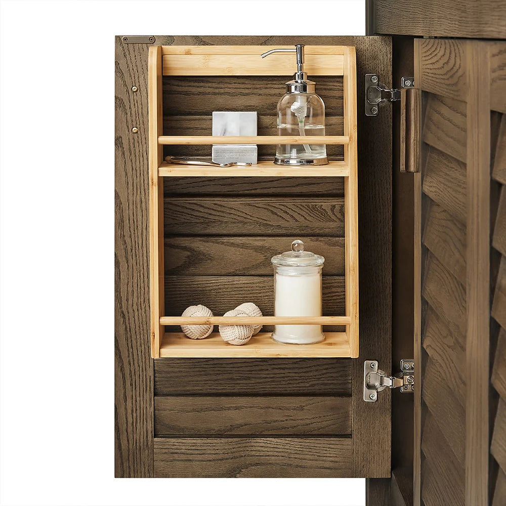 60 Inch Dark Brown Freestanding Double Sink Bathroom Vanity – Fully Assembled