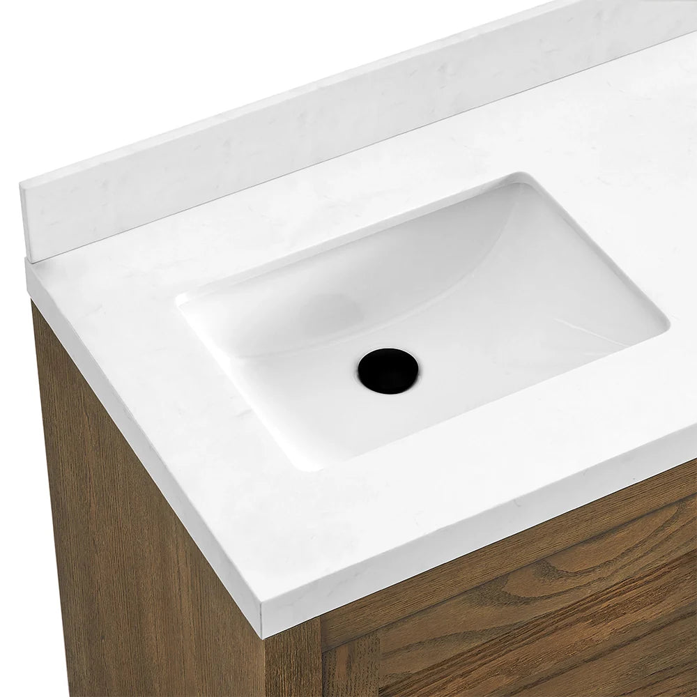 60 Inch Dark Brown Freestanding Double Sink Bathroom Vanity – Fully Assembled