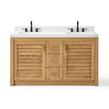 60 Inch Light Wood Freestanding Double Sink Bathroom Vanity – Fully Assembled