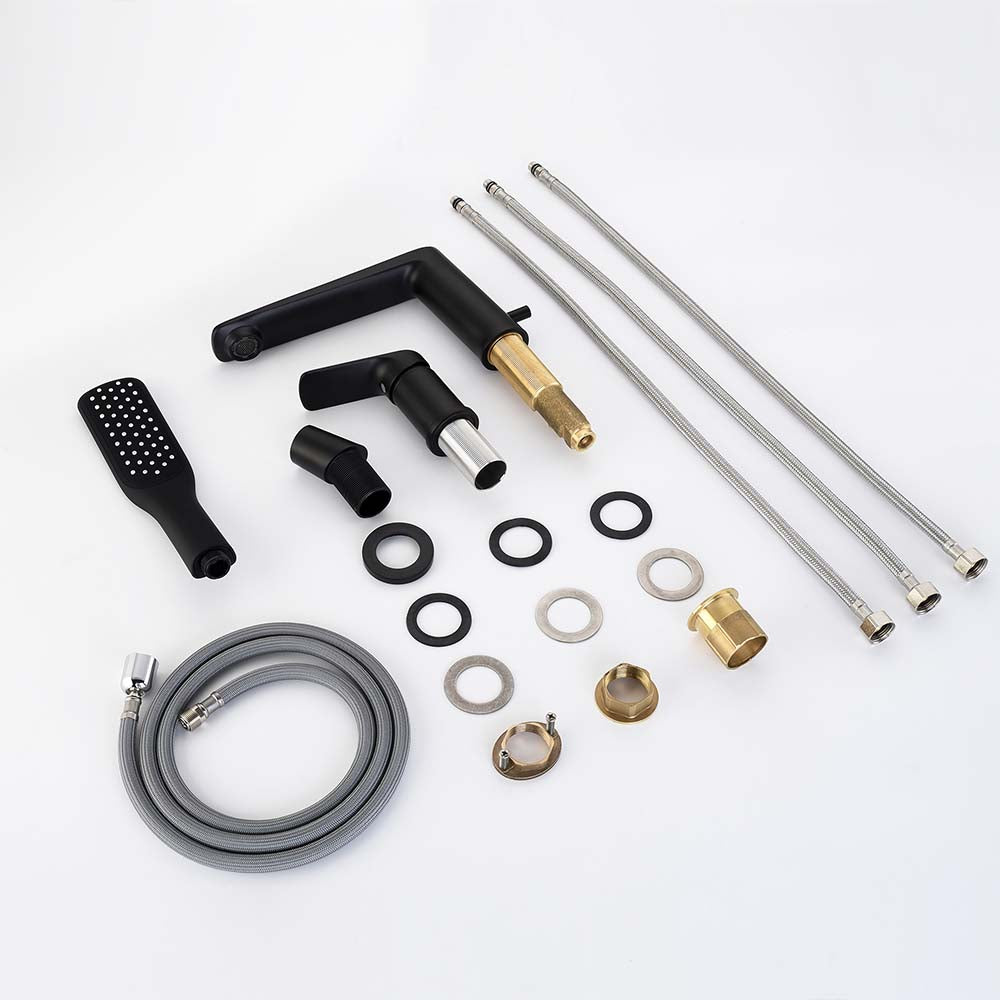 Deck Mounted Luxury Roman Tub Faucet Set With Handshower And Tub Spout