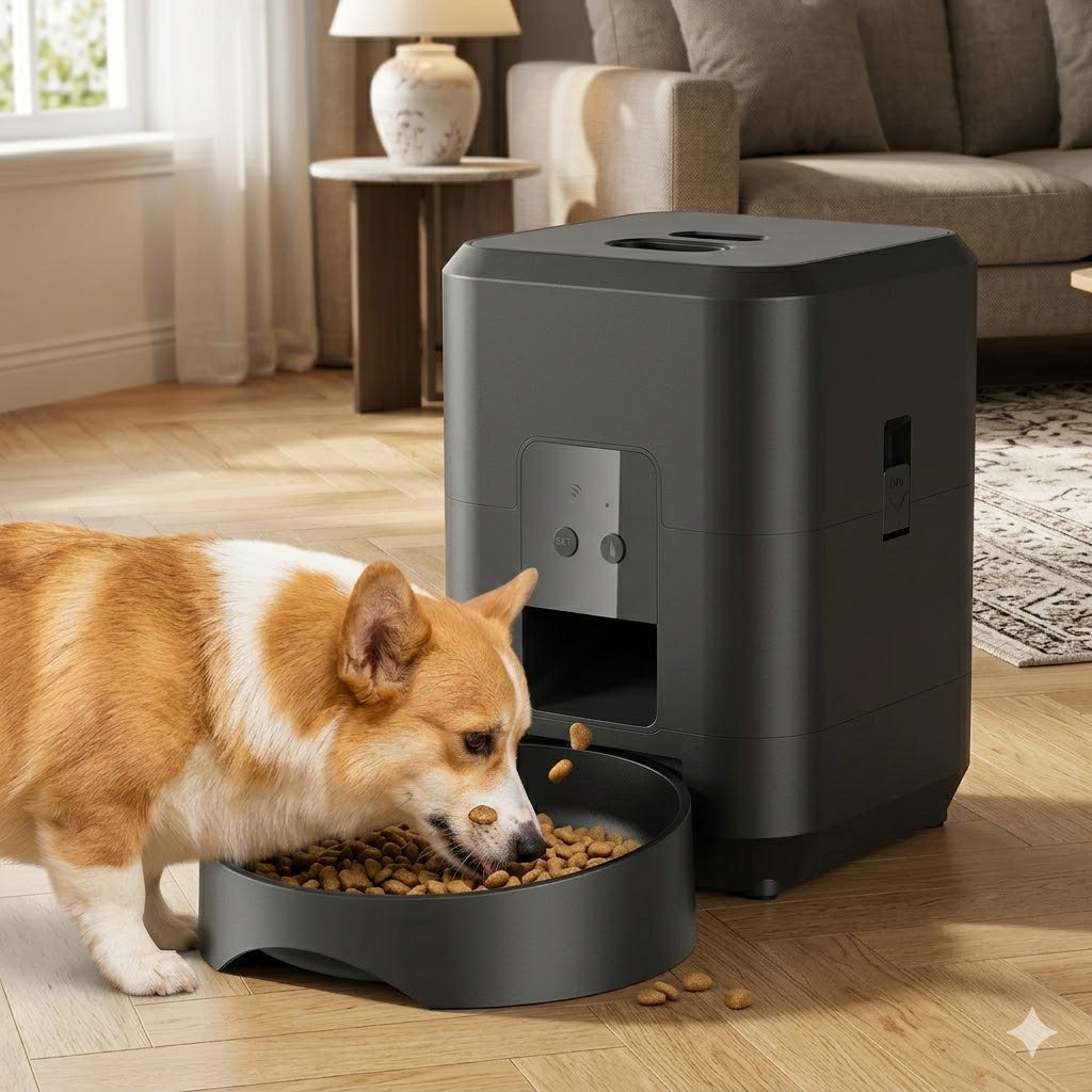 Smart Automatic Pet Feeder with WiFi – App-Controlled Food Dispenser for Cats and Dogs, Timed Feeder with LCD Display, Slow Feeding Bowl, and Portion Control