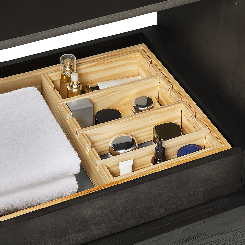 36 Inch Single Sink Bathroom Vanity with White Wide Louvered Doors & Quartz Top