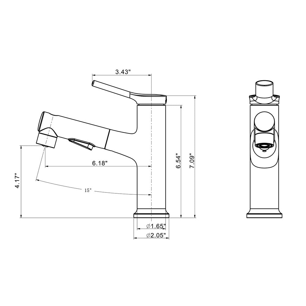 Modern Round Single Hole Single Handle Pull out Bathroom Faucet