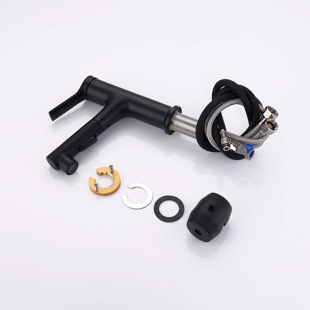Modern Round Single Hole Single Handle Pull out Bathroom Faucet