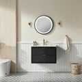 30 Inch Black Floating Bathroom Vanity with Single Ceramic Sink