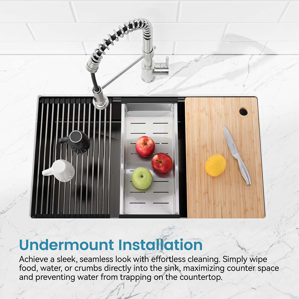 33 x 19 Inch Matte Black Stainless Steel Waterfall Kitchen Sink