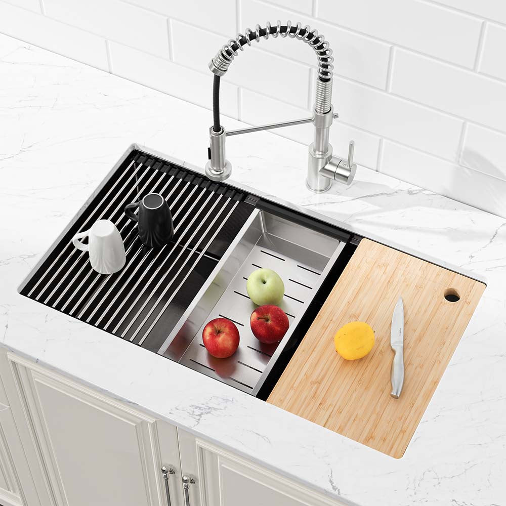 33 x 19 Inch Matte Black Stainless Steel Waterfall Kitchen Sink