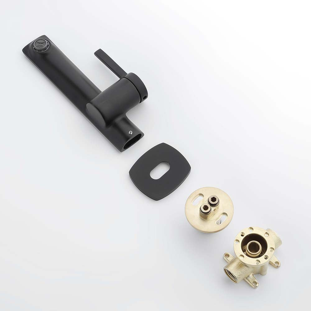 Modern Wall Mounted Single Handle Sink Faucet With Black & Rose Golden