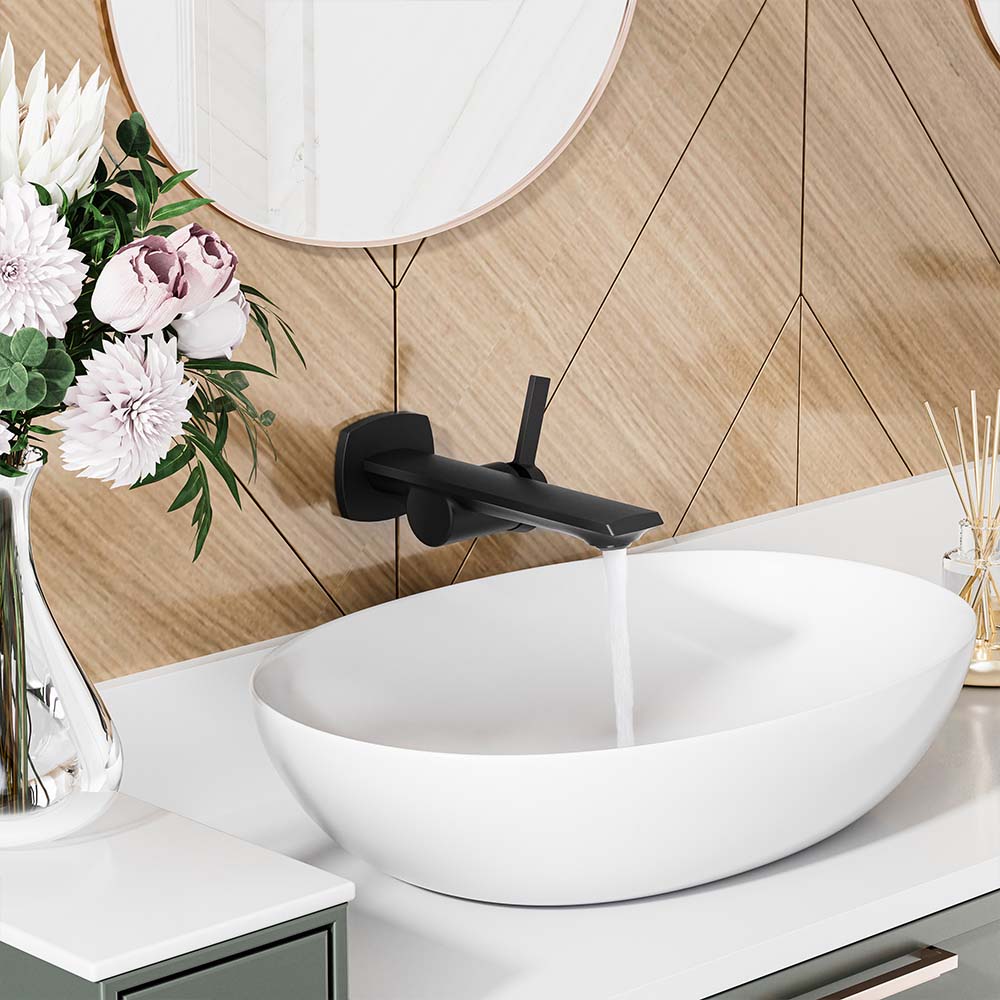 Modern Wall Mounted Single Handle Sink Faucet With Black & Rose Golden