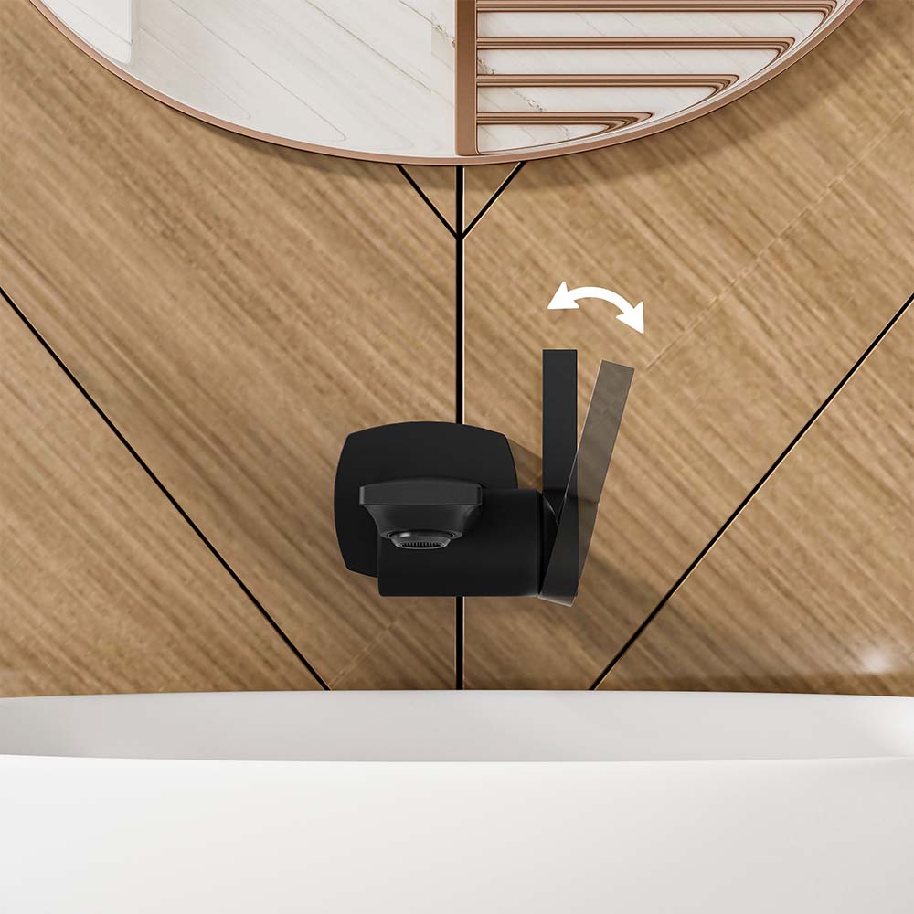 Modern Wall Mounted Single Handle Sink Faucet With Black & Rose Golden