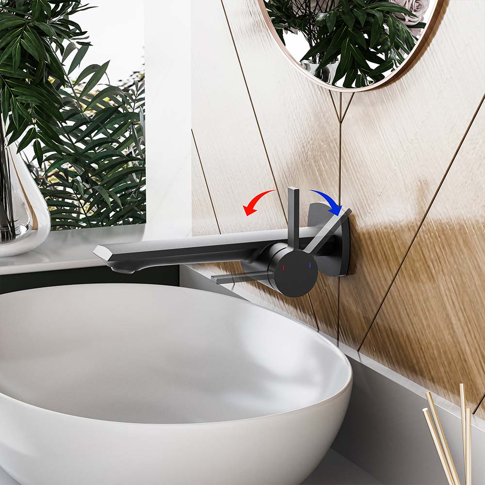 Modern Wall Mounted Single Handle Sink Faucet With Black & Rose Golden