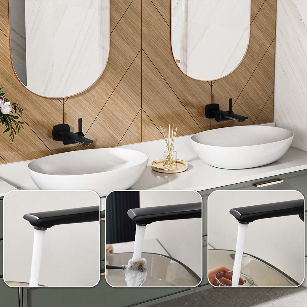 Modern Wall Mounted Single Handle Sink Faucet With Black & Rose Golden