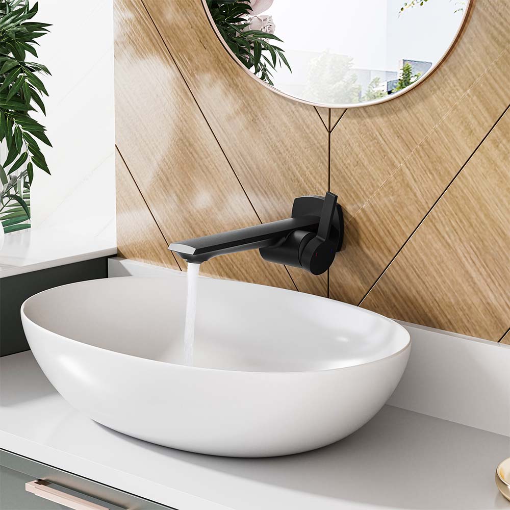 Modern Wall Mounted Single Handle Sink Faucet With Black & Rose Golden