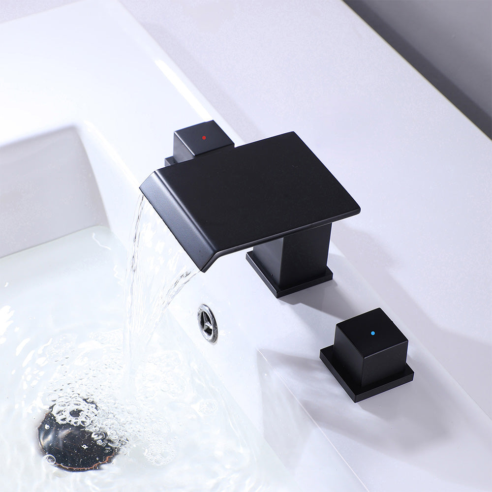 Deck Mounted Waterfall Two-Handle Widespread Bathroom Faucet