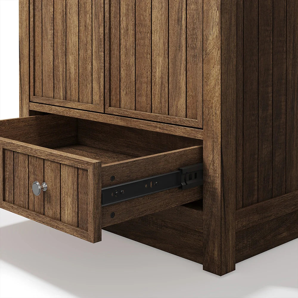 30 Inch Walnut Finish Fully Assembled Bathroom Vanity With Reeded Texture