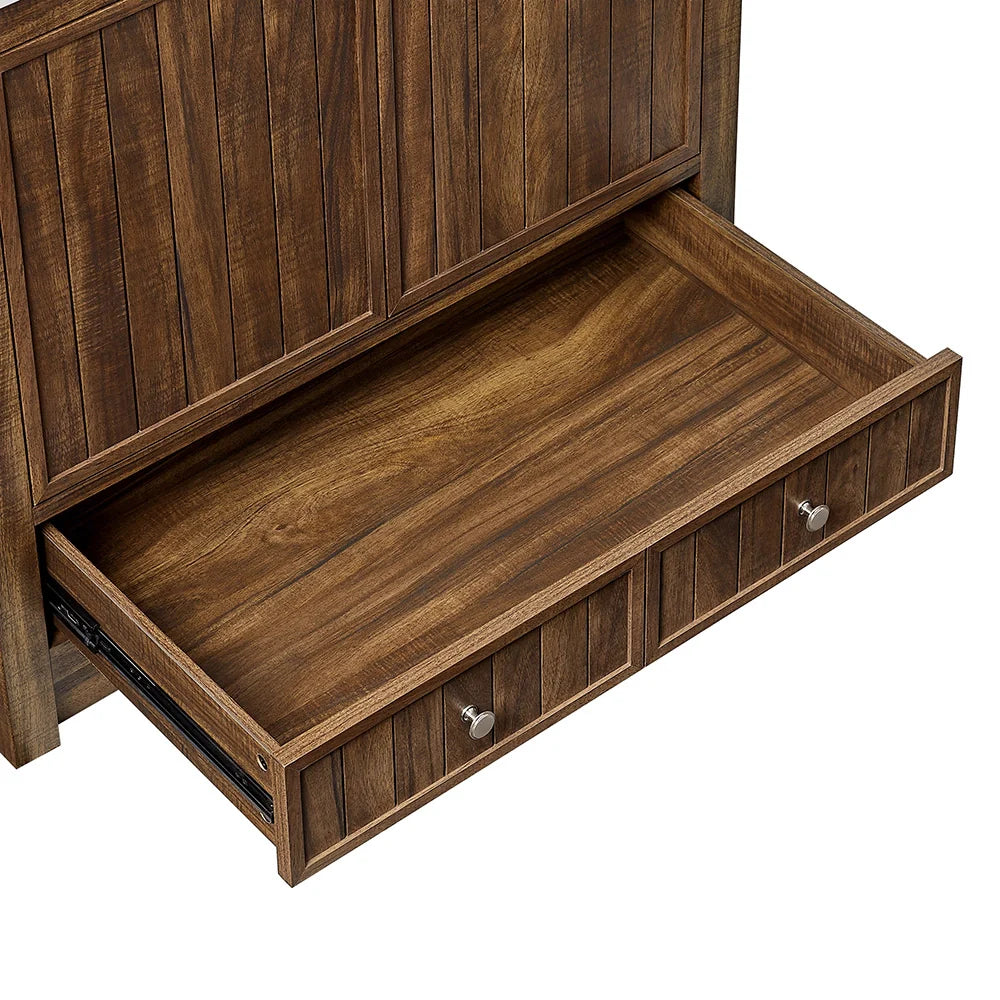 36 Inch Walnut Bathroom Vanity with Fluted Doors & Brushed Nickel Hardware