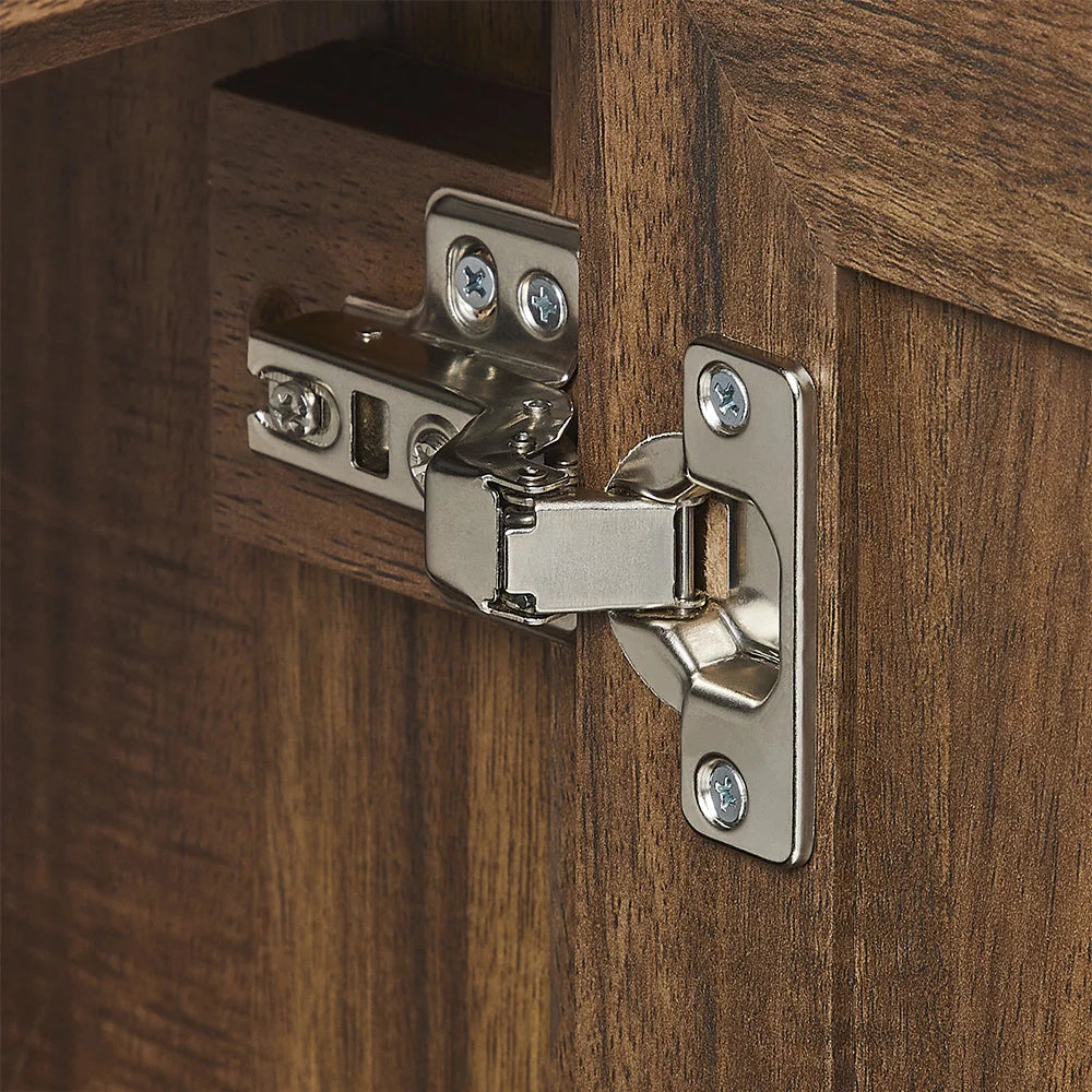 36 Inch Walnut Bathroom Vanity with Fluted Doors & Brushed Nickel Hardware