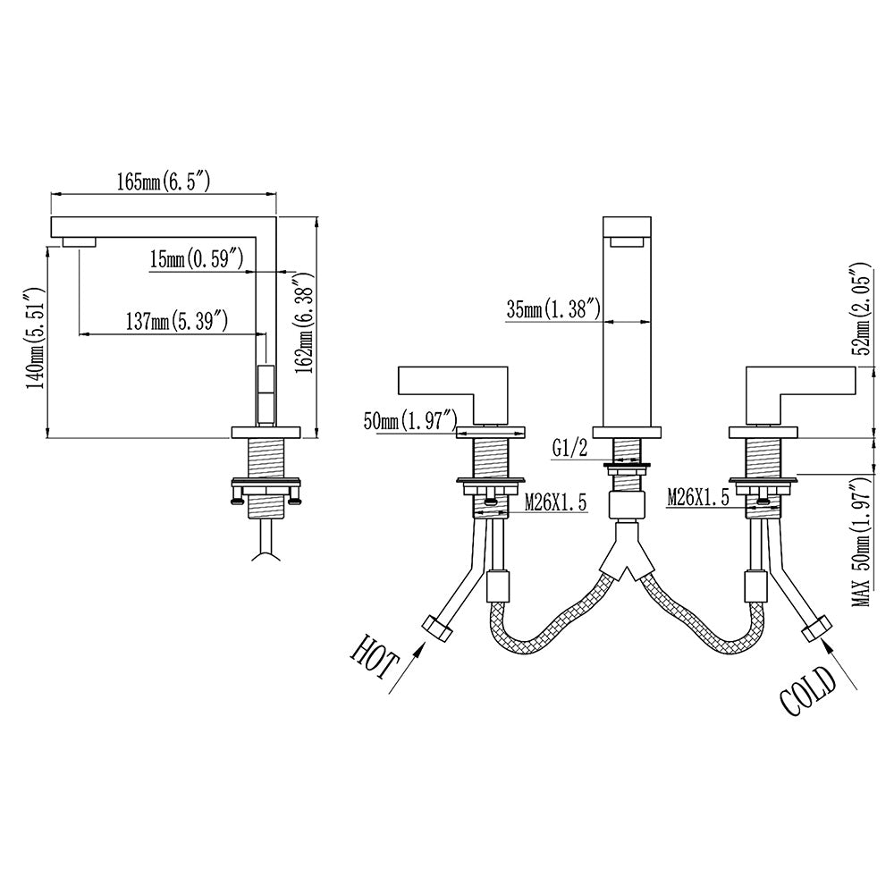 Widespread Dual Handle Deck Mount Bathroom Faucet