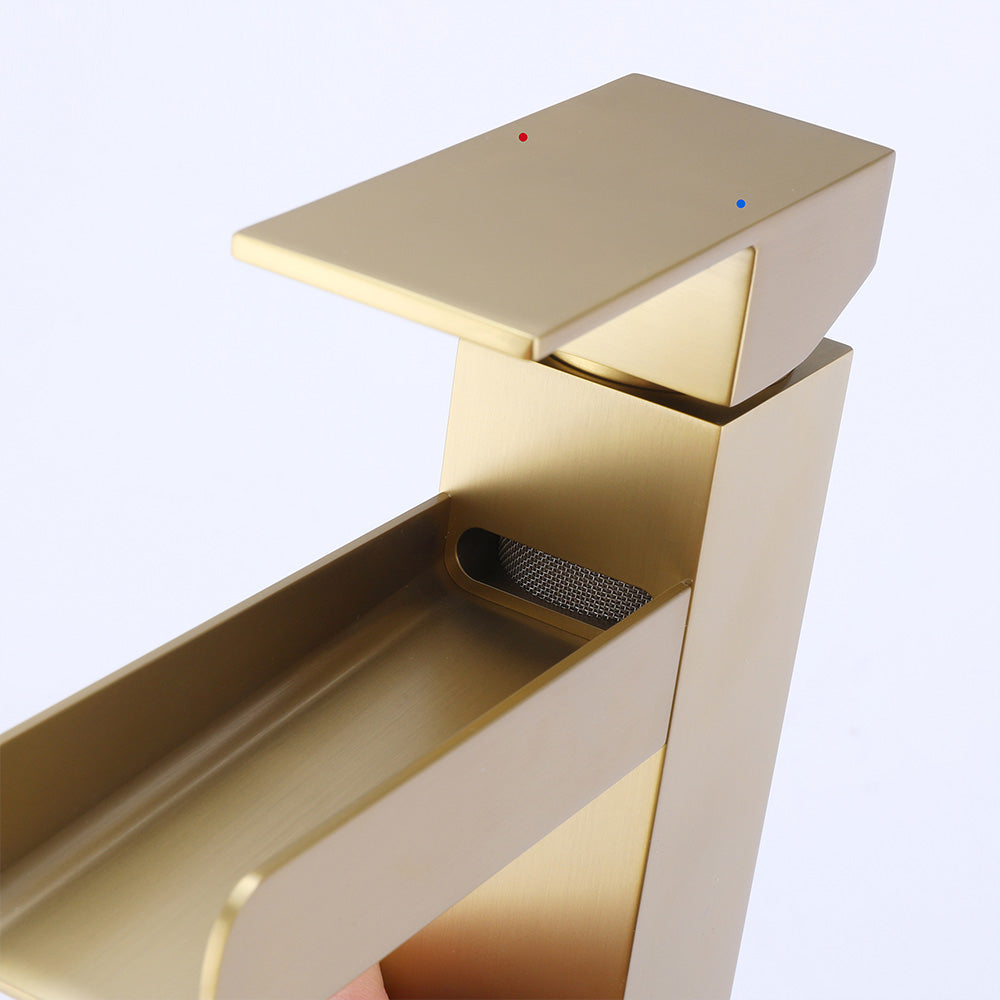 Elegant Waterfall Single-Hole Bathroom Faucet with Included Deck Plate