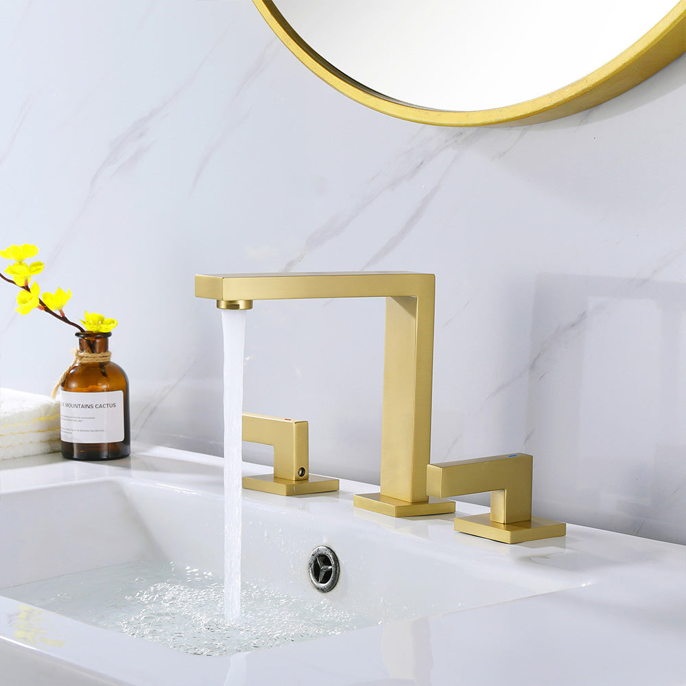 Widespread Dual Handle Deck Mount Bathroom Faucet