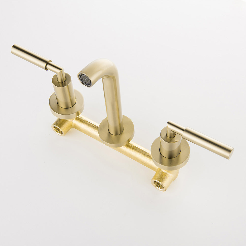 Wall Mounted Dual Handles Bathroom Faucet-Includes Rough-in Valve