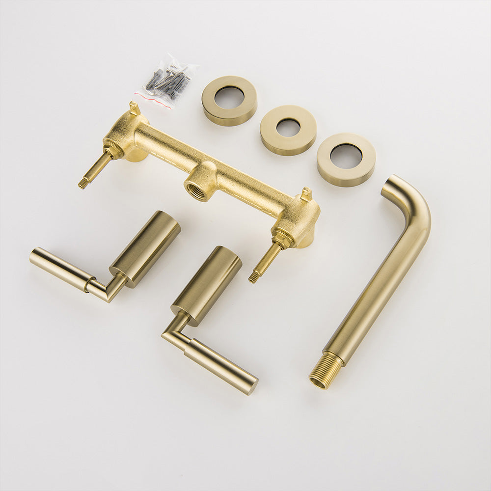 Wall Mounted Dual Handles Bathroom Faucet-Includes Rough-in Valve