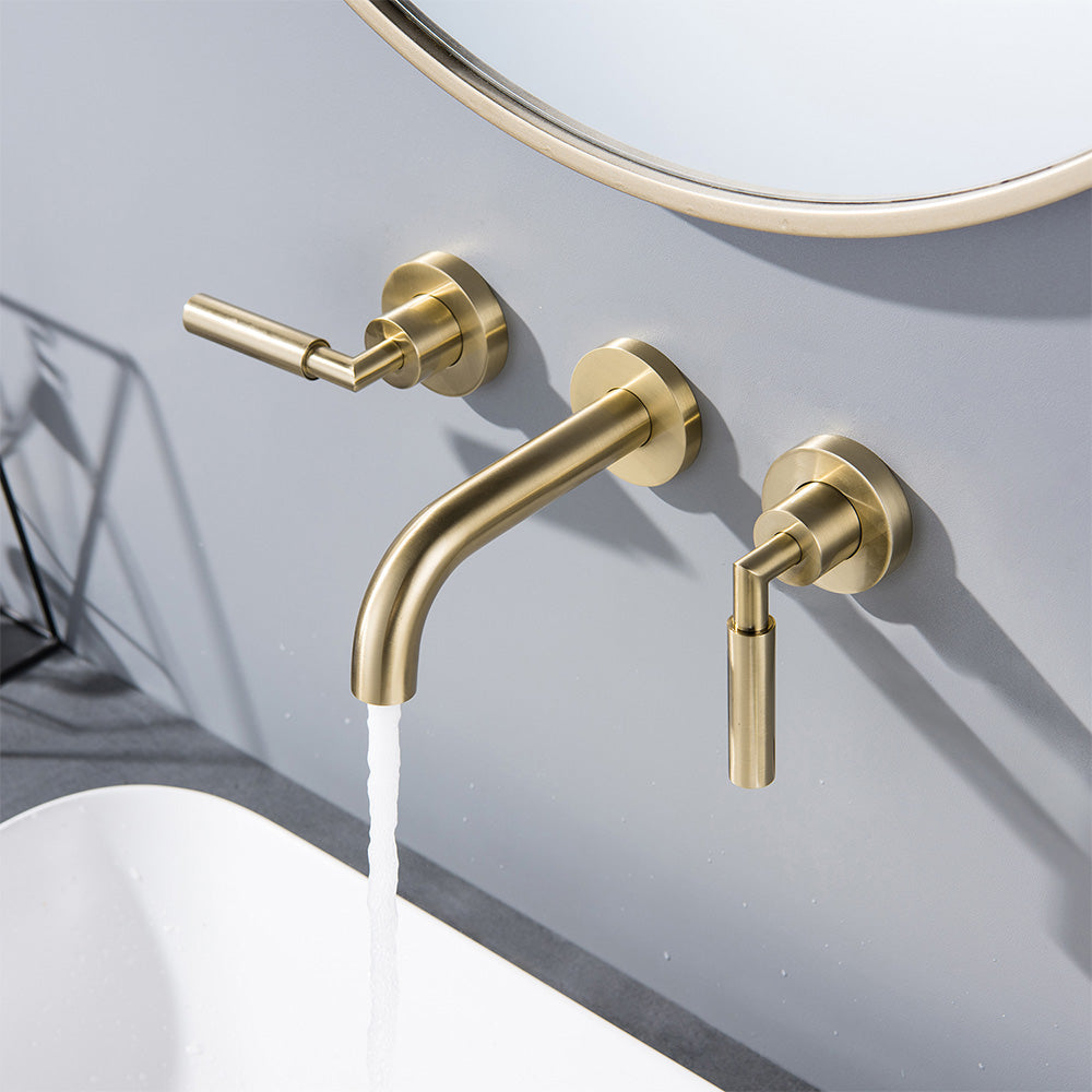 Wall Mounted Dual Handles Bathroom Faucet-Includes Rough-in Valve