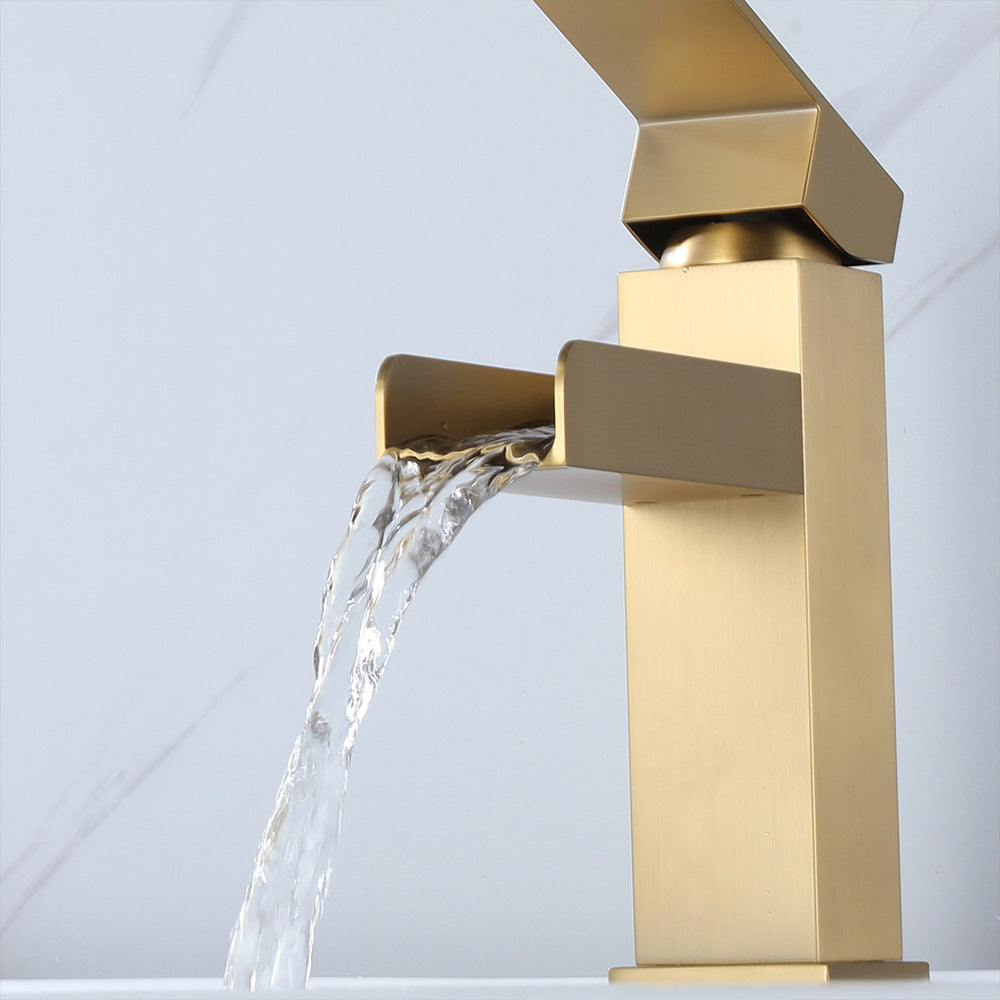 Elegant Waterfall Single-Hole Bathroom Faucet with Included Deck Plate