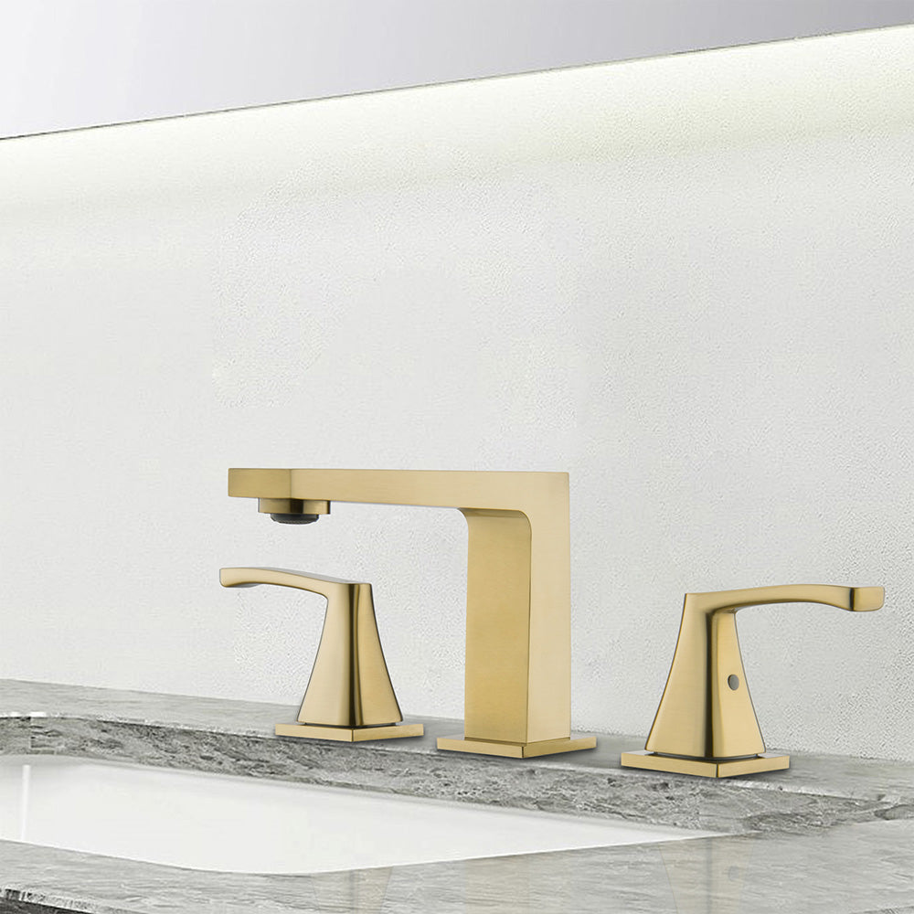 Deck Mounted Classic 90 Degree Dual Handles Widespread Bathroom Faucet