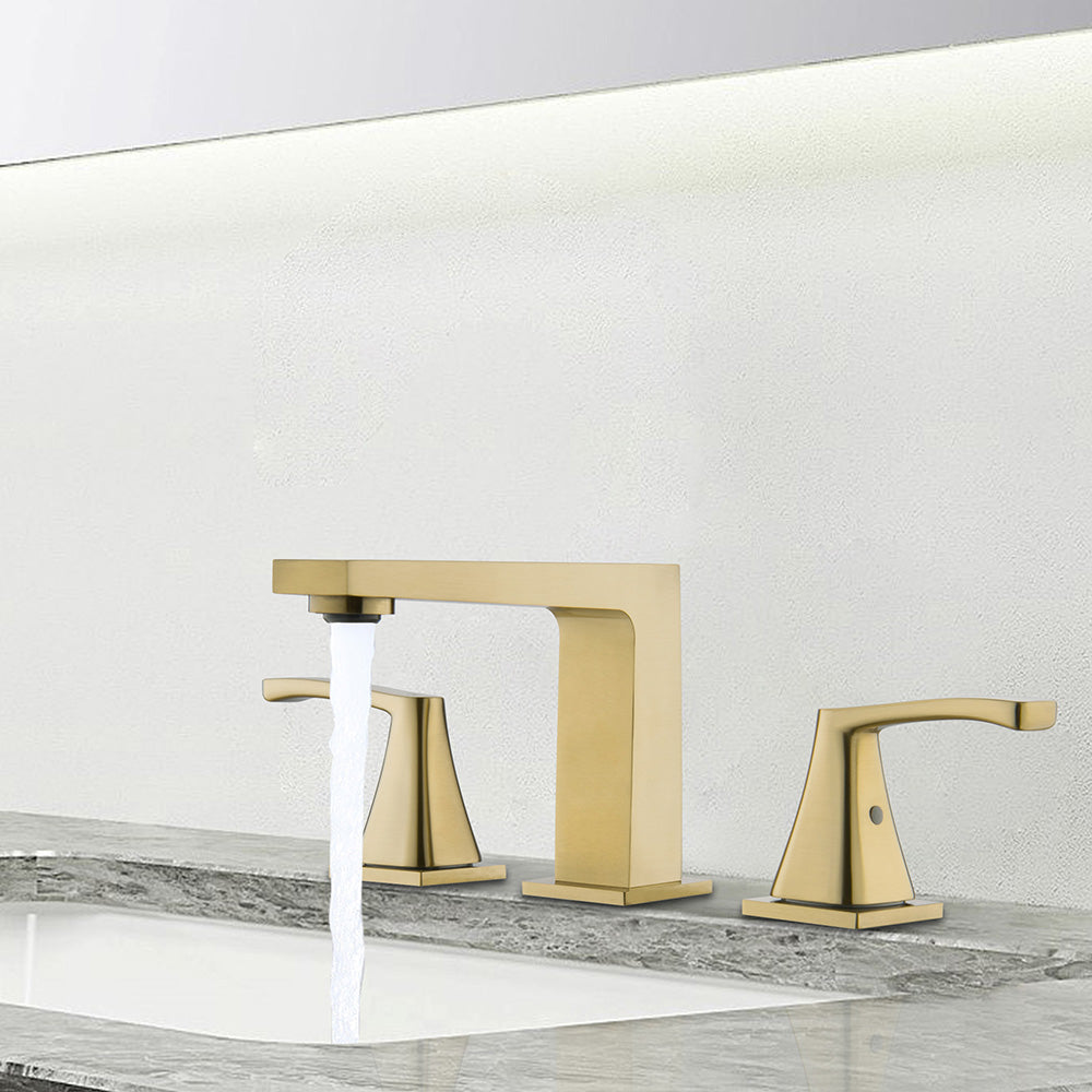 Deck Mounted Classic 90 Degree Dual Handles Widespread Bathroom Faucet