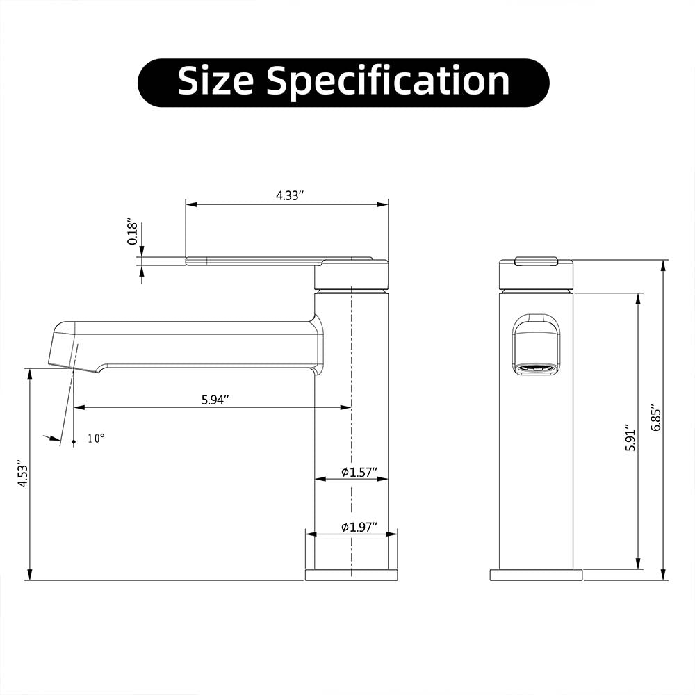 Modern Deck Mount Single Lever Handle Low Arc Bathroom Faucet