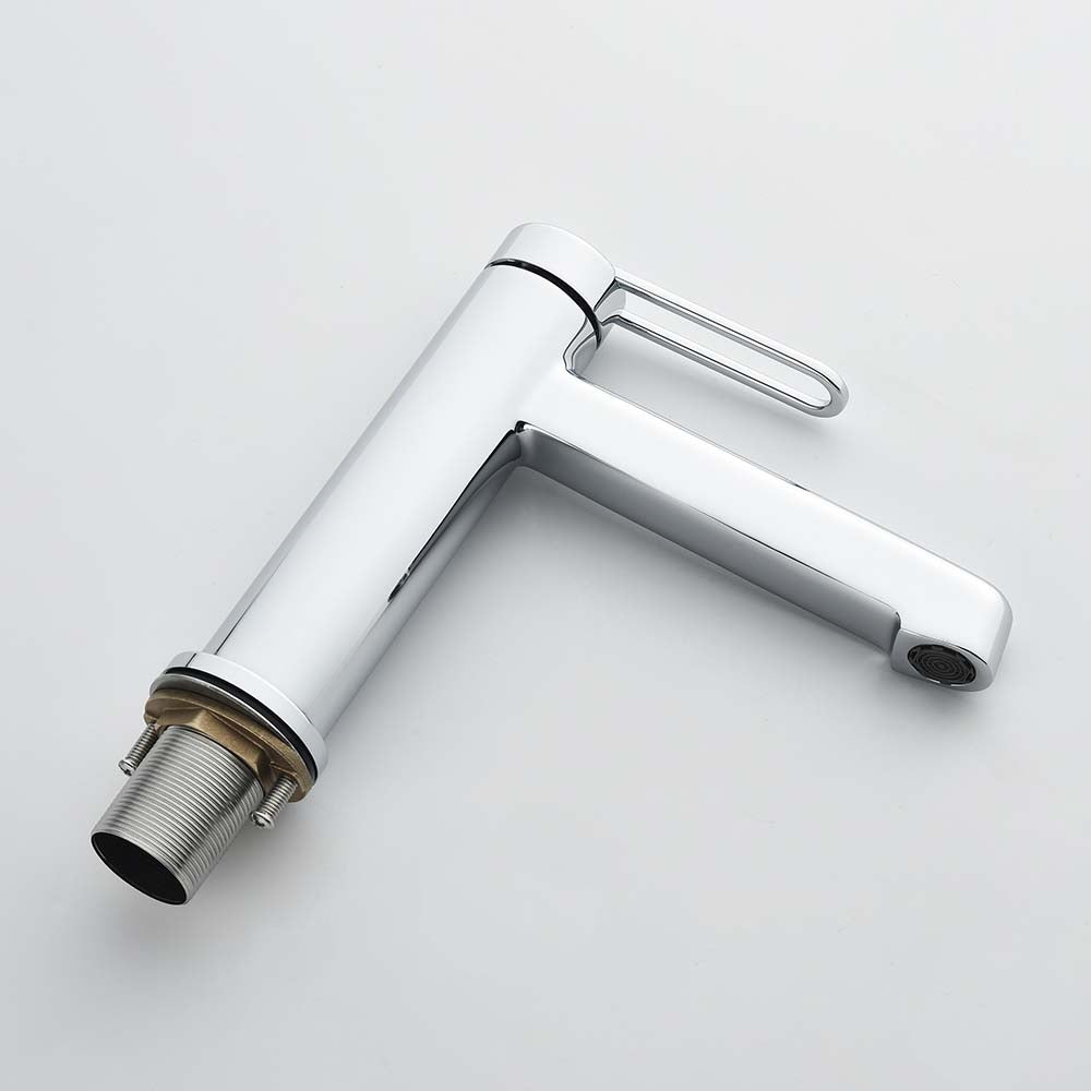Modern Deck Mount Single Lever Handle Low Arc Bathroom Faucet