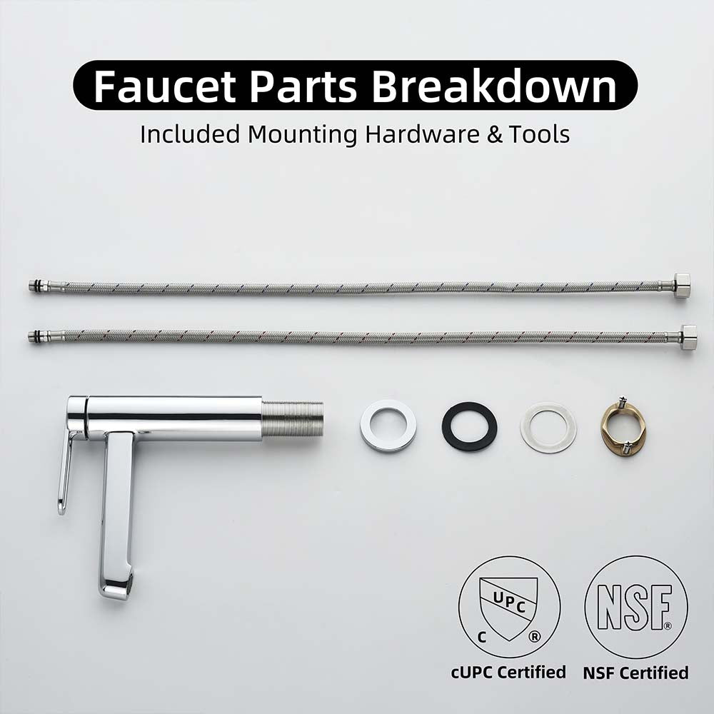 Modern Deck Mount Single Lever Handle Low Arc Bathroom Faucet