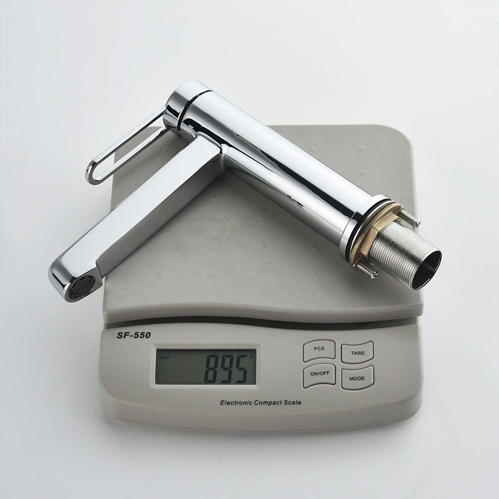 Modern Deck Mount Single Lever Handle Low Arc Bathroom Faucet
