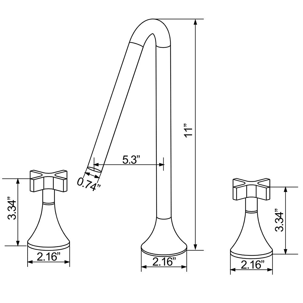 Deck Mounted Dual Cross Handles Bathroom Sink Faucet