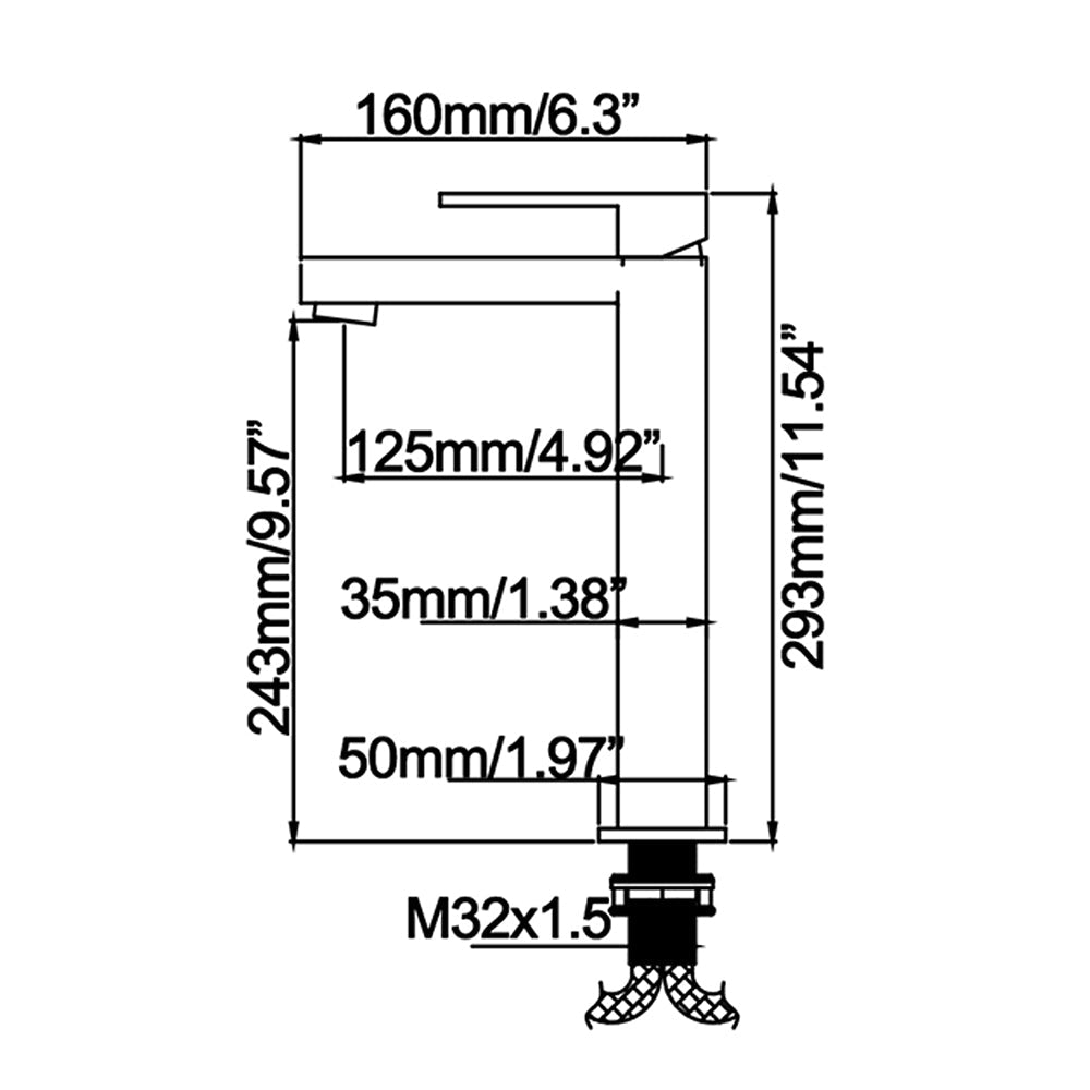Modern Single-handle Bathroom Sink Faucet with Square Cover