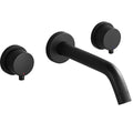 Matte Black Round Double Handle Wall-mounted Bathroom Basin Faucet