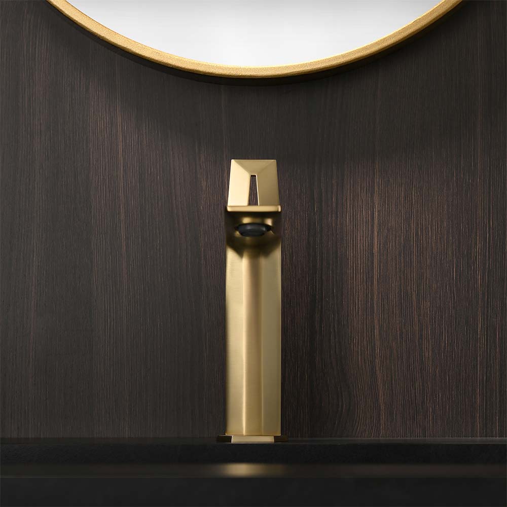 Modern Brushed Gold Bathroom Faucet with Sleek Single Handle Design